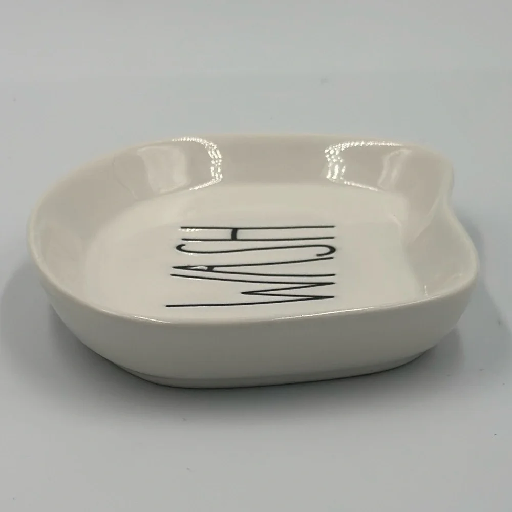 Rae Dunn “WASH” Soap Dish Holder White & Black